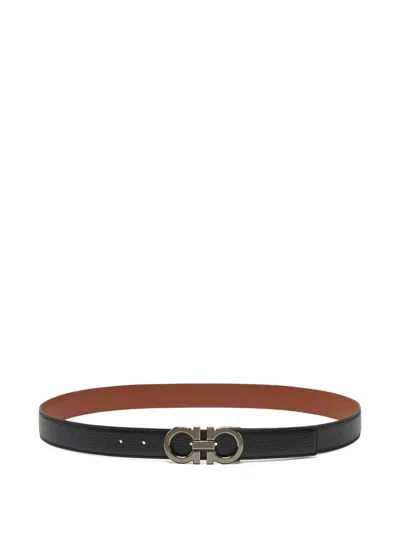 Ferragamo Reversible Leather Belt In Black