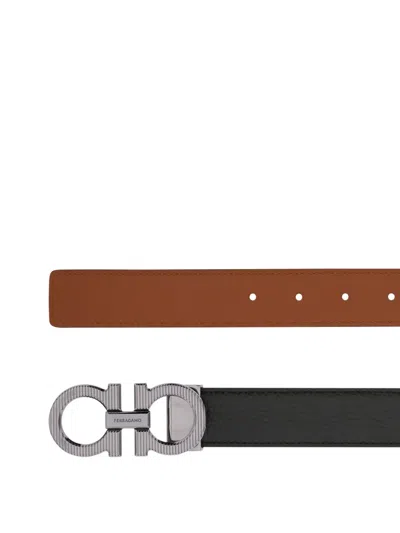 Ferragamo Reversible Leather Belt In Black