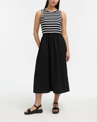 Ellen Tracy Women's Sleeveless Mixed Media Midi Dress In Black
