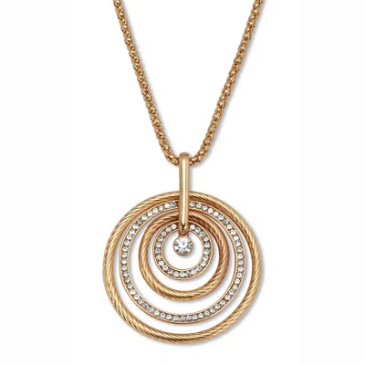 Palm Beach Jewelry Round Crystal Goldtone Nested Circle Pendant Necklace 27 To 29-inch
