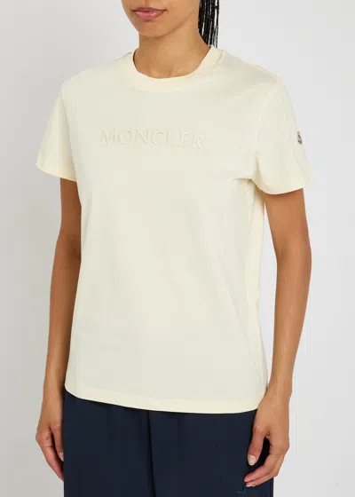 Moncler Crystal Logo Cotton T-shirt In Neutral