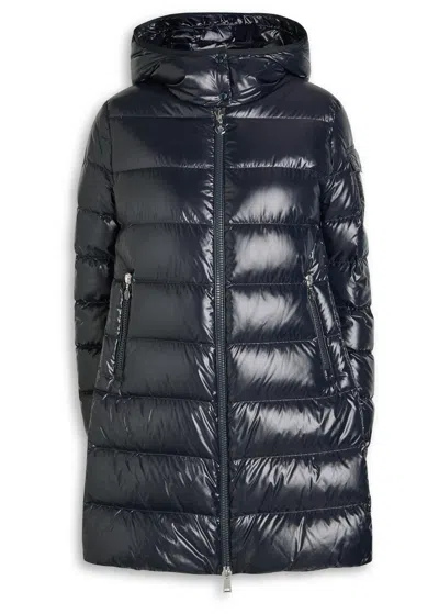 Moncler Courcelles Glossed Shell Parka Coat In Blue