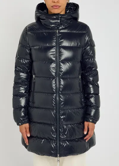 Moncler Courcelles Glossed Shell Parka Coat In Blue