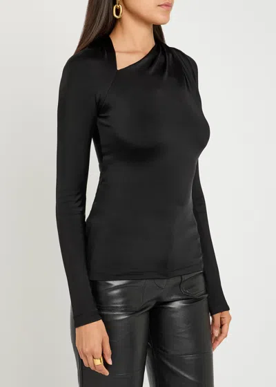 Victoria Beckham Asymmetric Cut Out Crewneck Top In Black