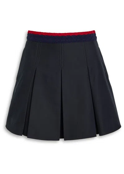 Moncler Pleated Cotton Stretch Gabardine Miniskirt In Black