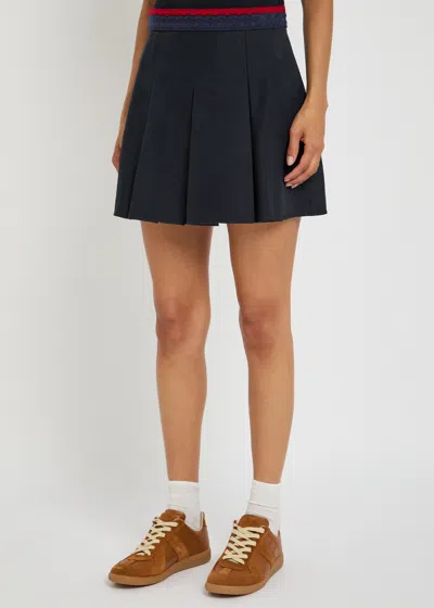 Moncler Pleated Cotton Stretch Gabardine Miniskirt In Black