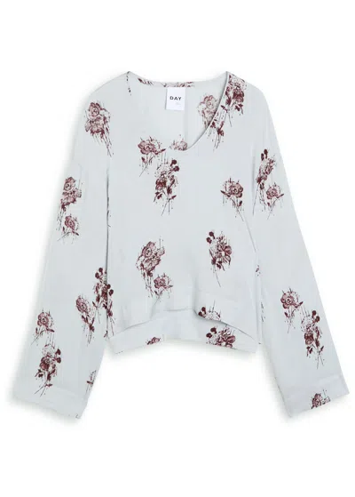 Day Birger Et Mikkelsen Newman Floral-print Chiffon Blouse In White