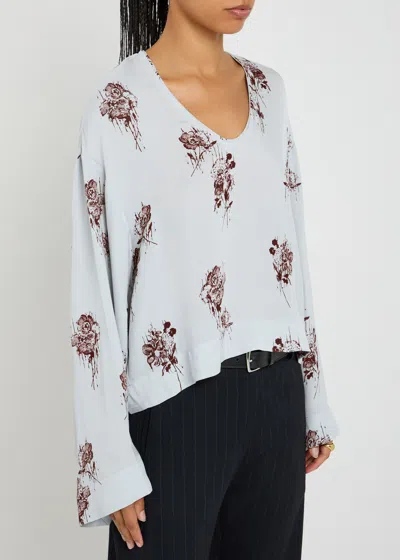 Day Birger Et Mikkelsen Newman Floral-print Chiffon Blouse In White