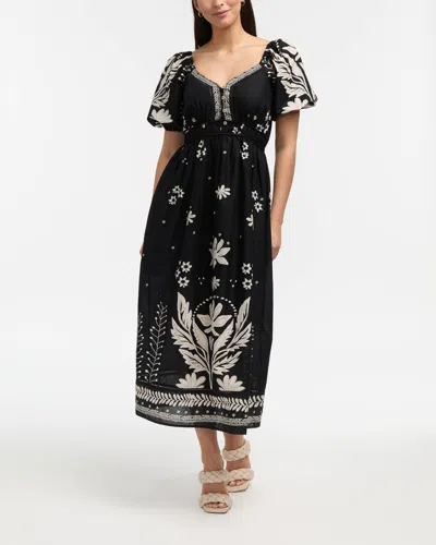 Ellen Tracy Puff Sleeve Maxi Dress In Black