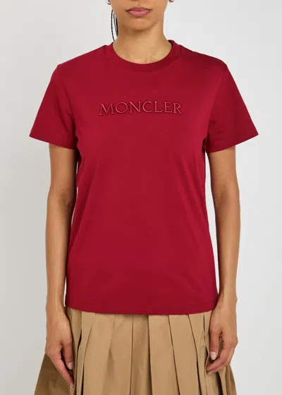 Moncler Embroidered Logo T-shirt In Red
