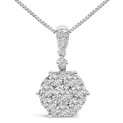 Haus Of Brilliance 14k White Gold 1 1/5 Cttw Diamond Composite Cluster Pendant Necklace In Silver