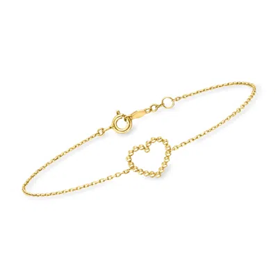 Rs Pure By Ross-simons Italian 14kt Yellow Gold Beaded Heart Bracelet In Gold