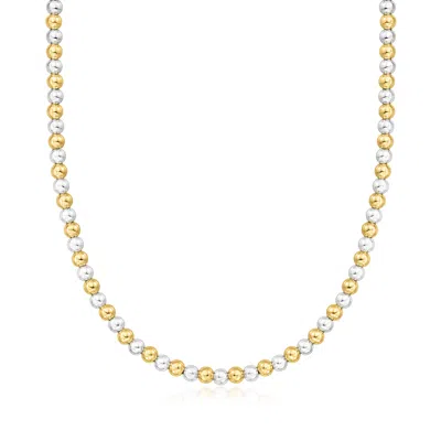 Rs Pure By Ross-simons Italian 5mm Sterling Silver And 18kt Gold Vermeil Bead Necklace In Gold