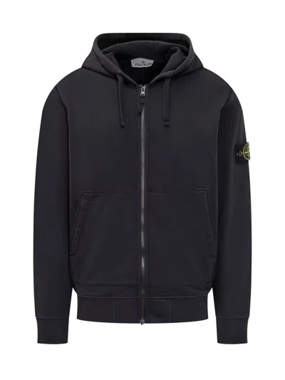 Stone Island Logo Hooded Cotton Sweatshirt