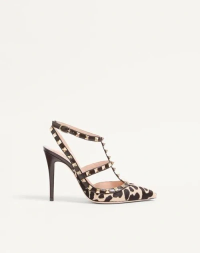 Valentino Rockstud Pumps In Animal Print In Brown