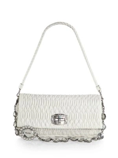 Miu Miu Double-strap Quilted Leather Shoulder Bag In Bianco