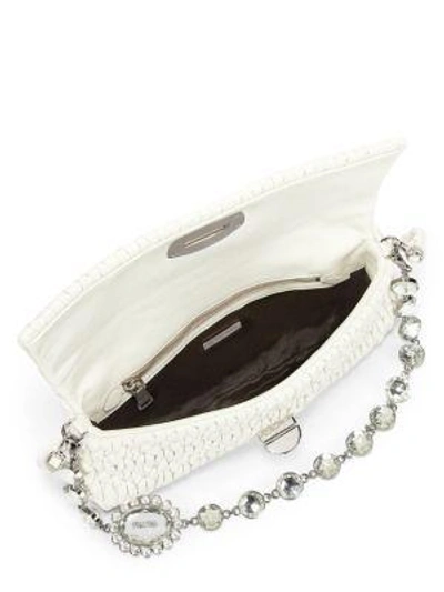 Shop Miu Miu Double-strap Pucker Leather Shoulder Bag In Bianco