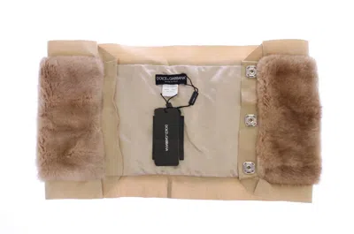 Dolce & Gabbana Beige Mink Fur Scarf Foulard Neck Wrap In Brown
