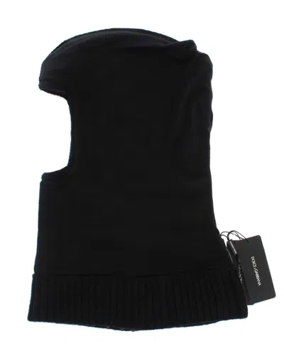 Dolce & Gabbana Black Knitted Sequin Hood Scarf Hat In Black