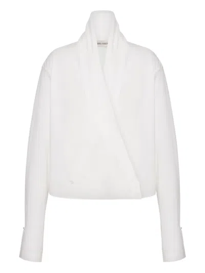 Alberta Ferretti White Cotton Blouse With Wrap Design In White