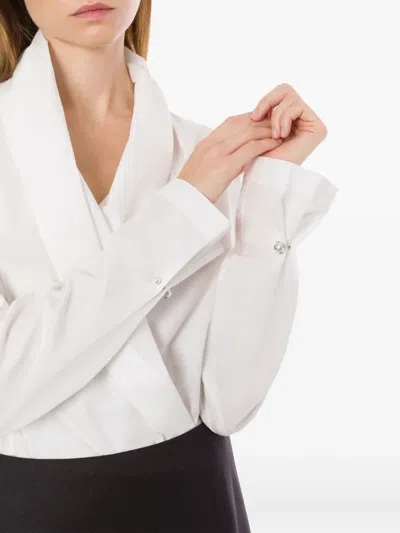 Alberta Ferretti White Cotton Blouse With Wrap Design In White