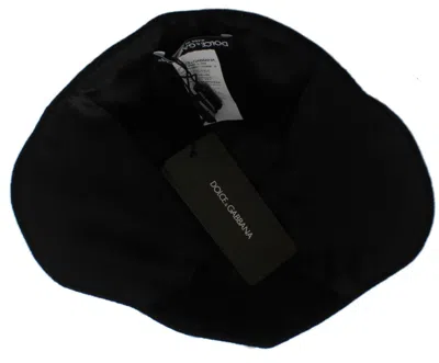 Dolce & Gabbana Black Wool White Floral Gold Leaf Hat In Black