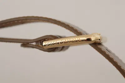 Dolce & Gabbana Bronze Leather Gold Logo Engraved Waist Buckle Belt In Gold