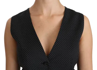 Dolce & Gabbana Black Dotted Waistcoat Vest Blouse Top In Black
