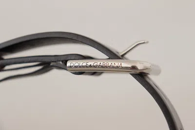 Dolce & Gabbana Black Leather Eyelet Silver Tone Metal Buckle Belt In Black