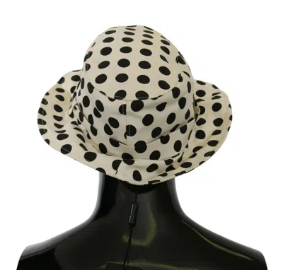 Dolce & Gabbana White 100% Cotton Polka Dot Design Trilby Hat In Neutral