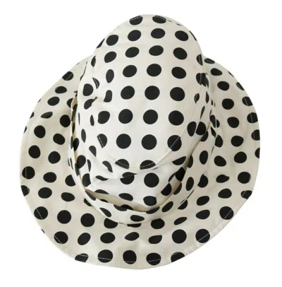 Dolce & Gabbana White 100% Cotton Polka Dot Design Trilby Hat In Neutral
