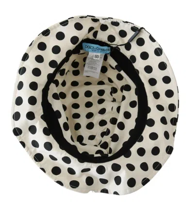 Dolce & Gabbana White 100% Cotton Polka Dot Design Trilby Hat In Neutral