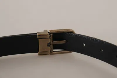 Dolce & Gabbana Brown Leather Leopard Print Bronze Metal Buckle Belt