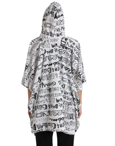 Dolce & Gabbana White Logo Print Hooded Blouson T-shirt Top In White