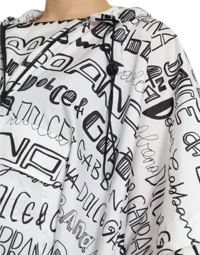 Dolce & Gabbana White Logo Print Hooded Blouson T-shirt Top In White
