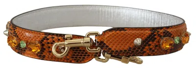 Dolce & Gabbana Chic Orange Leather Bag Strap With Gold-tone Women's Clasps