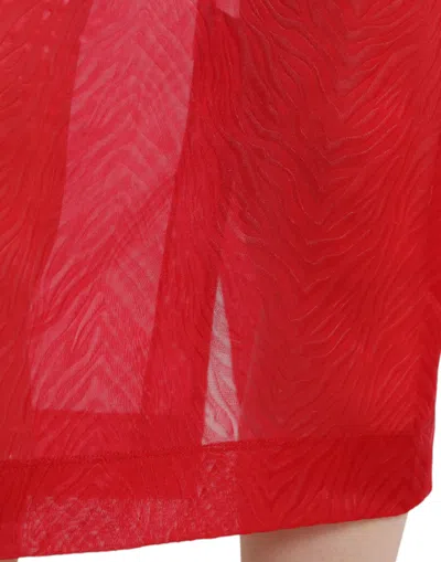 Dolce & Gabbana Red Sheer High Waist Pencil Cut Midi Skirt In Red