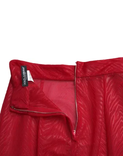 Dolce & Gabbana Red Sheer High Waist Pencil Cut Midi Skirt In Red
