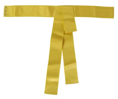 Dolce & Gabbana Yellow Wide Snap Button Closure Silk Belt In Yellow