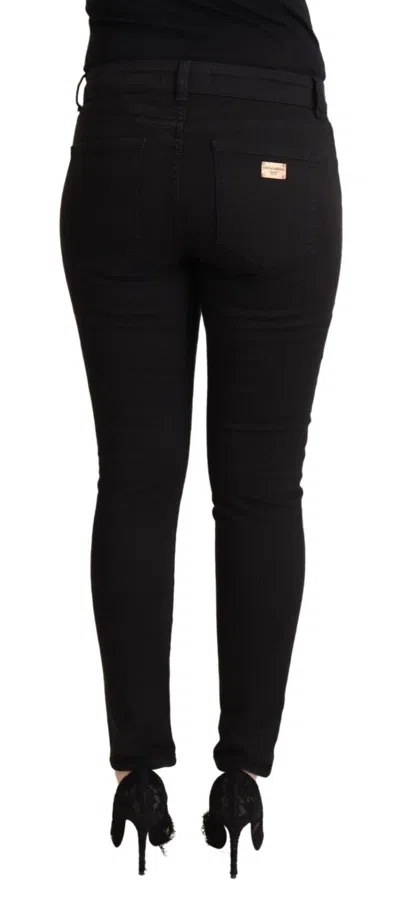 Dolce & Gabbana Black Skinny Denim Cotton Stretch Trouser Jeans In Black