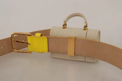 Dolce & Gabbana Yellow Leather Devotion Heart Micro Bag Headphones Belt In Yellow