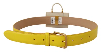 Dolce & Gabbana Yellow Leather Devotion Heart Micro Bag Headphones Belt In Yellow