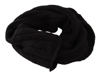 Dolce & Gabbana Black Virgin Wool Knitted Unisex Warmer Shawl Scarf In Black