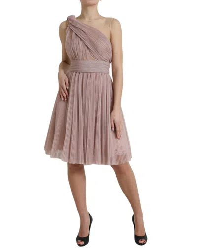 Dolce & Gabbana One Shoulder Dress In Pink