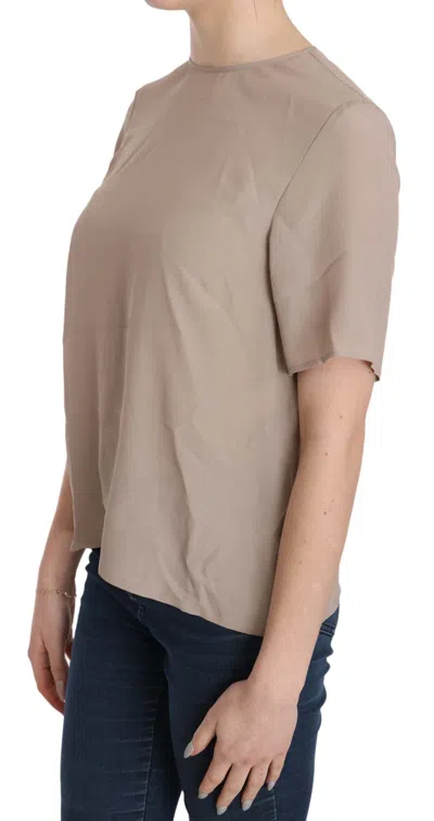 Dolce & Gabbana Beige Crew Neck Short Sleeve Blouse In Nude