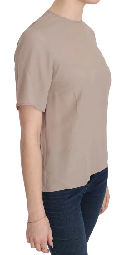 Dolce & Gabbana Beige Crew Neck Short Sleeve Blouse In Nude