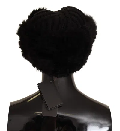 Dolce & Gabbana Black Cashmere Fur Women Beanie Women Hat In Black