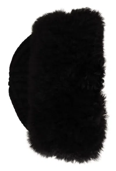 Dolce & Gabbana Black Cashmere Fur Women Beanie Women Hat In Black