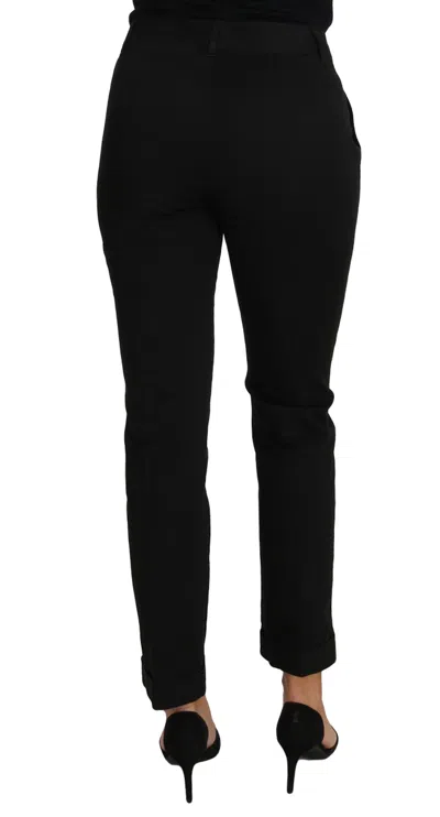 Dolce & Gabbana Black Dress Cropped Straight Straight Pants In Black