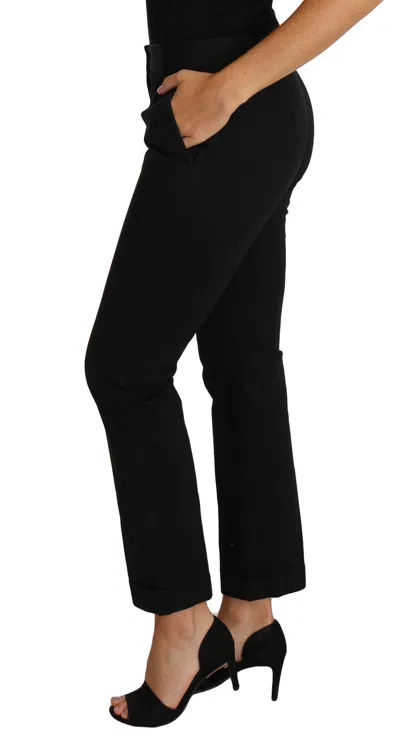 Dolce & Gabbana Black Dress Cropped Straight Straight Pants In Black